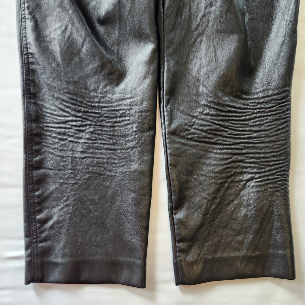 Babaton Aritzia Vegan Leather Tie-Waist Tapered Pants Black Women's Size 10 - Picture 12 of 12